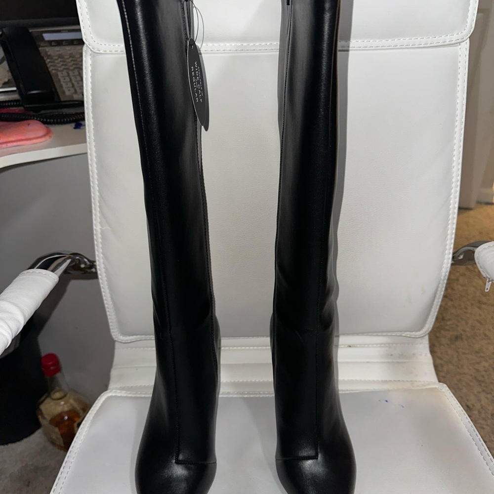 INC International Concepts Sleek Black Over the Knee Boots